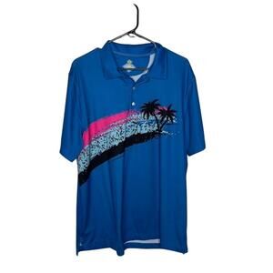 Chubbies performance polo Neon desert blue short sleeve mens size Large